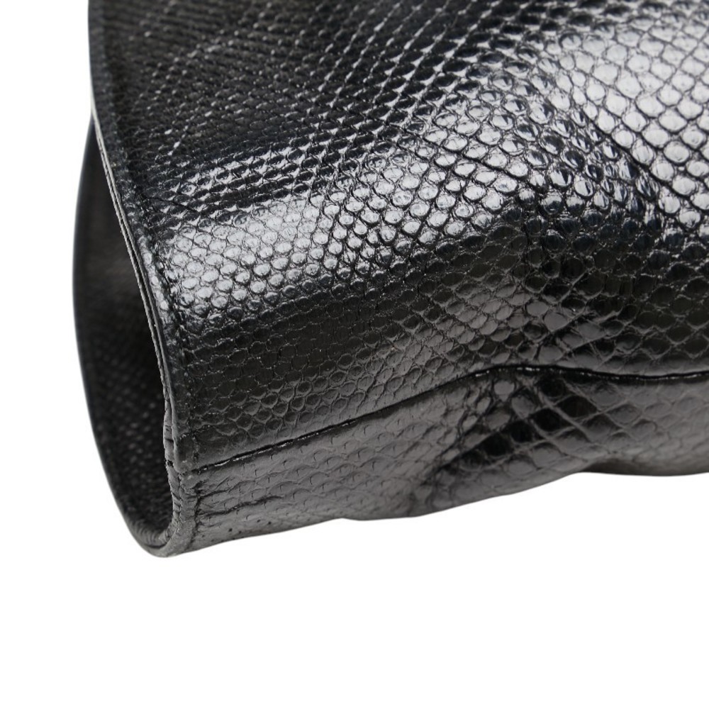 Gucci Logo Plate Python Handbag Black Leather - image 4